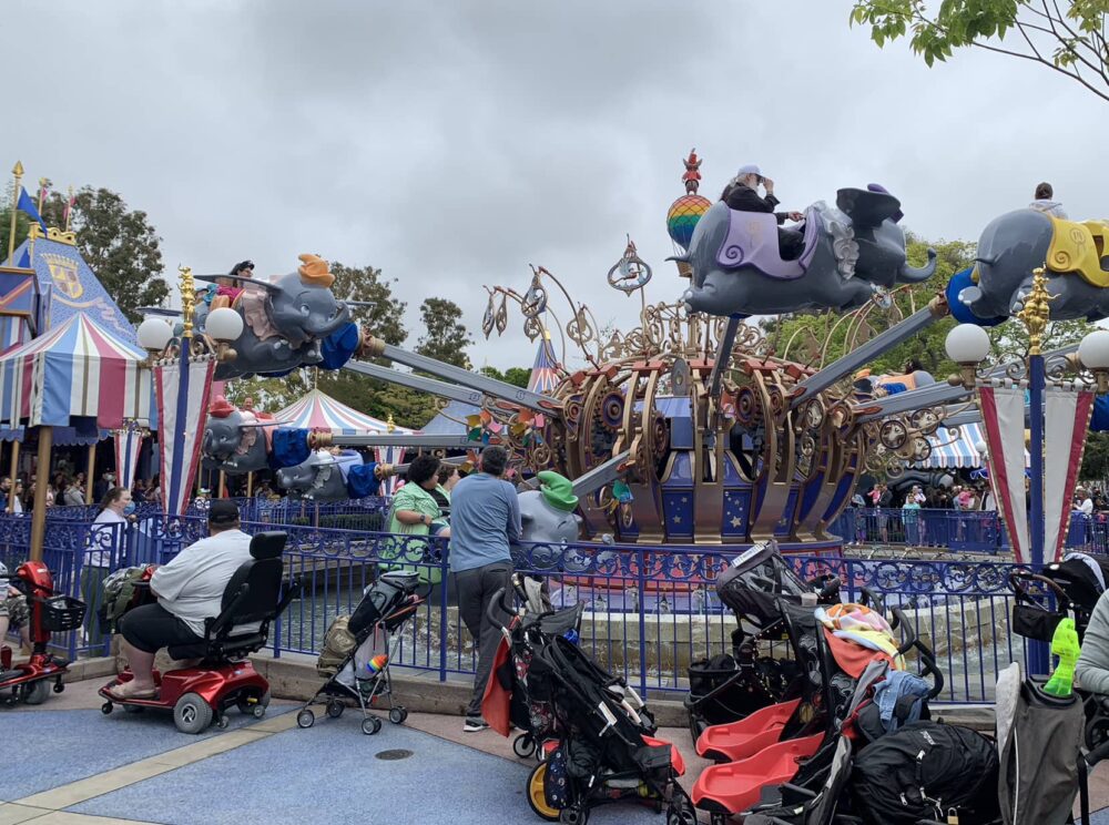 Disneyland pram parking - the Disneyland hire prams are the red plastic ones