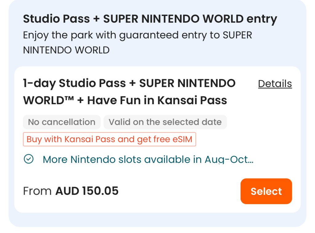 Klook Super Nintendo World Entry Ticket