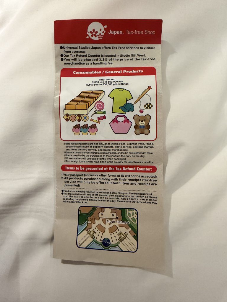 Official USJ tax refund leaflet