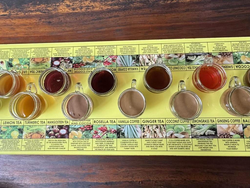 Lots of coffee samples to taste!