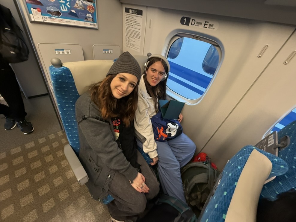 Traveling on the Kyoto to Tokyo Shinkansen in reserved seats