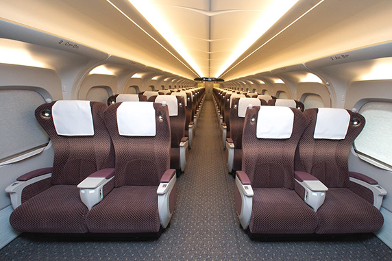 The Green first class car on a Shinkansen - photo source Smartex website