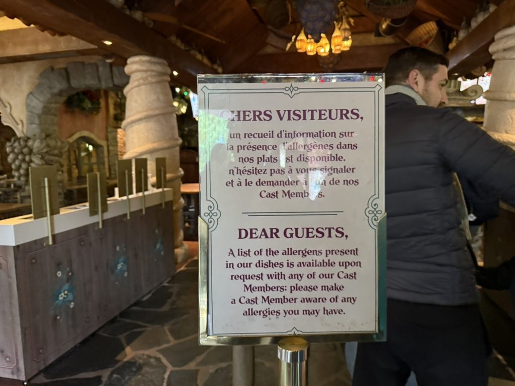 Cast members can advise you of food allergy ingredients